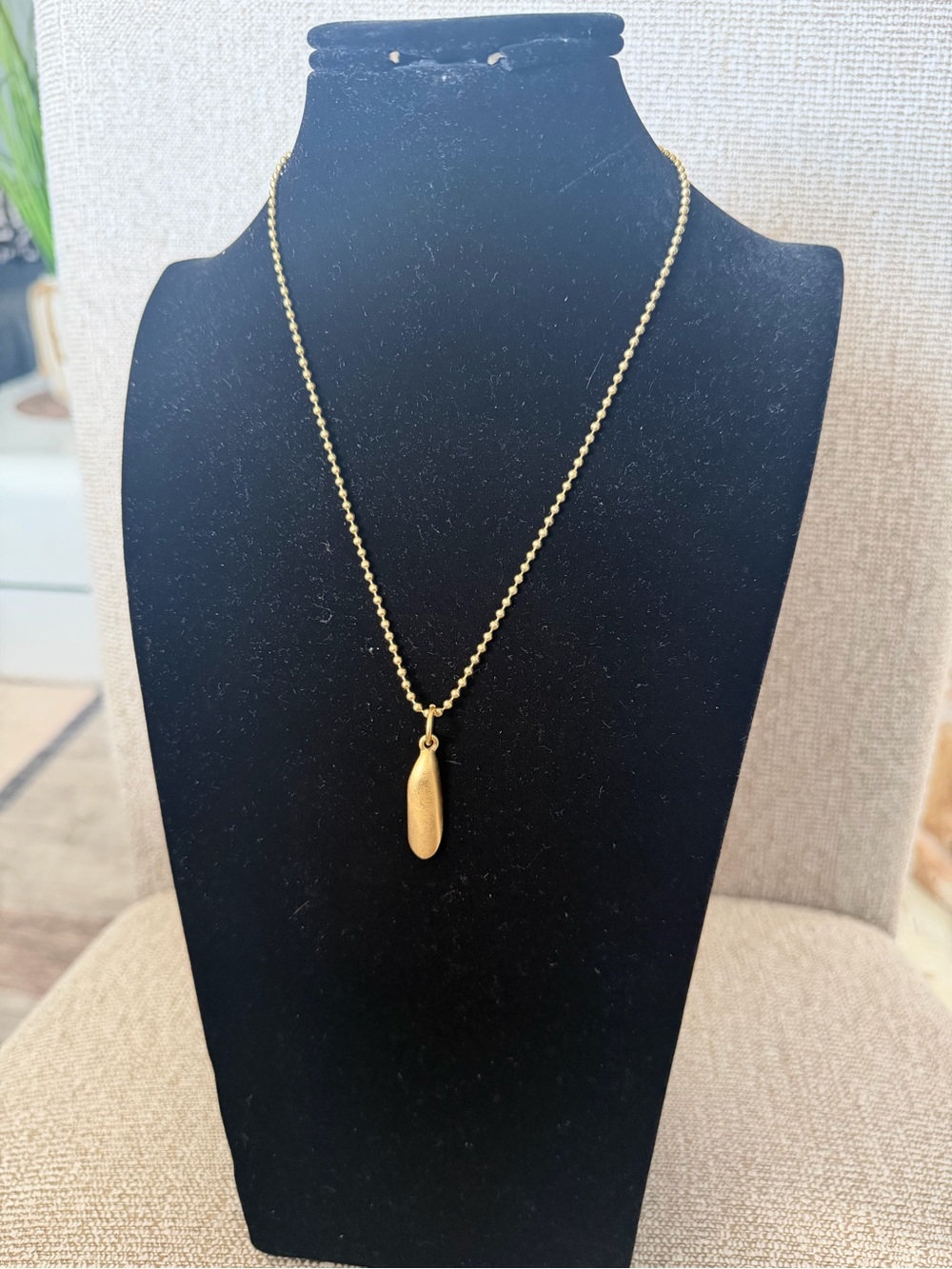 Vintage DKNY Gold Tone Minimalist Ball Chain Pendant Necklace - Sleek Modern